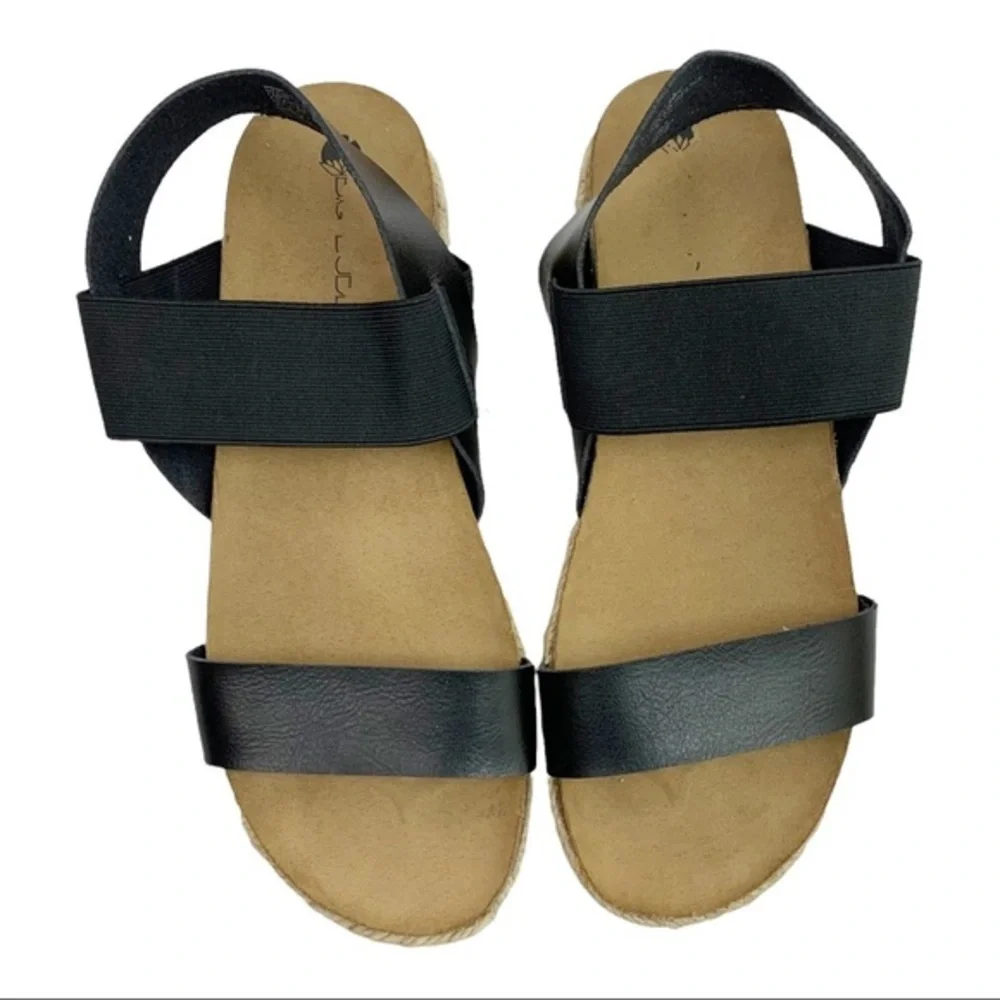 Big Buddha Espadrille Platform Vegan Leather Sandals Women’s Black Brown Size 9